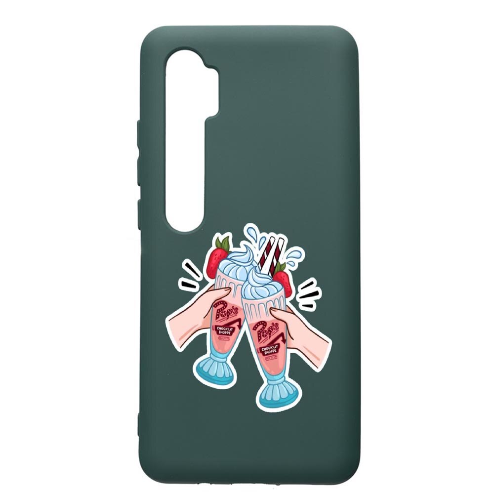 Husa Premium Silicon Compatibila Cu Xiaomi Mi Note 10, Riverdale Shake, cu interiorul din material textil, protectie camera, Forest Green, PFG613