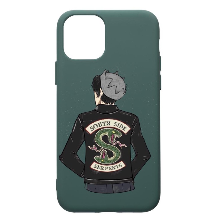 Husa Premium Silicon Compatibila Cu Apple iPhone 11, Riverdale - South Side Serpents, cu interiorul din material textil, protectie camera, Forest Green, PFG619