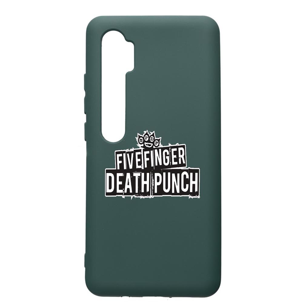 Husa Premium Silicon Compatibila Cu Xiaomi Mi Note 10, Five finger death punch, cu interiorul din material textil, protectie camera, Forest Green, PFG536