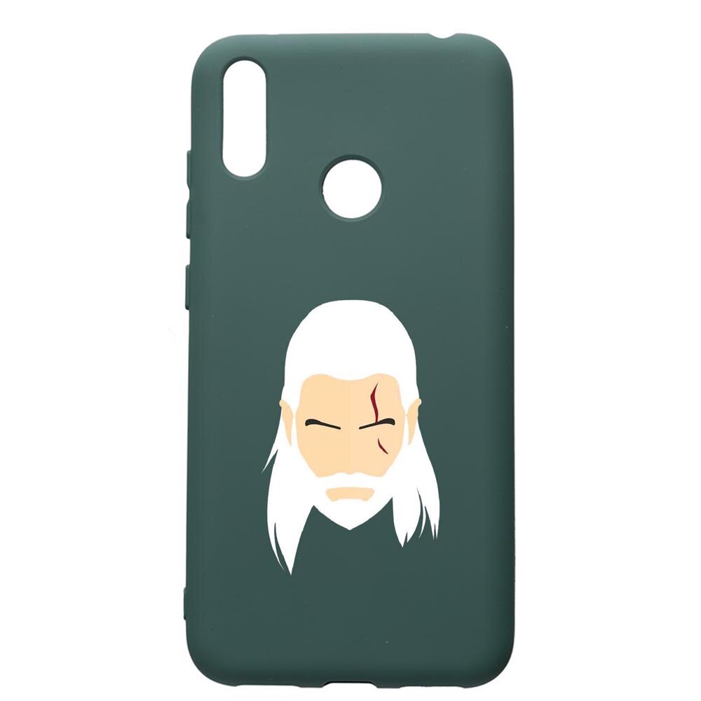 Husa Premium Silicon Compatibila Cu Huawei Y7 2019, The Witcher, cu interiorul din material textil, protectie camera, Forest Green, PFG435