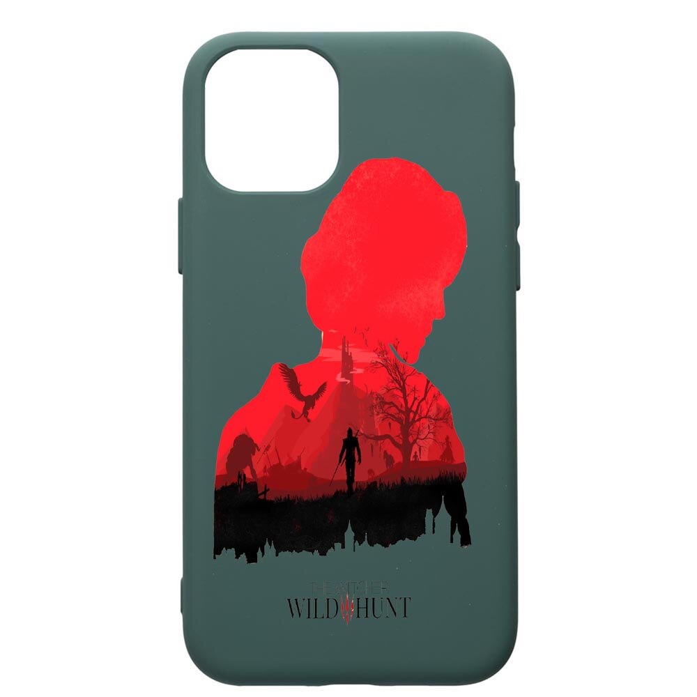 Husa Premium Silicon Compatibila Cu Apple iPhone 11, The Witcher, cu interiorul din material textil, protectie camera, Forest Green, PFG428