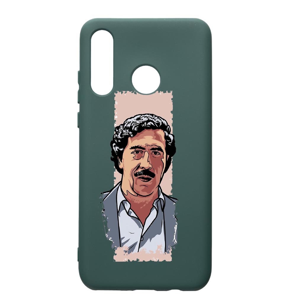 Husa Premium Silicon Compatibila Cu Huawei P30 Lite, Narcos Pablo Escobar, cu interiorul din material textil, protectie camera, Forest Green, PFG442