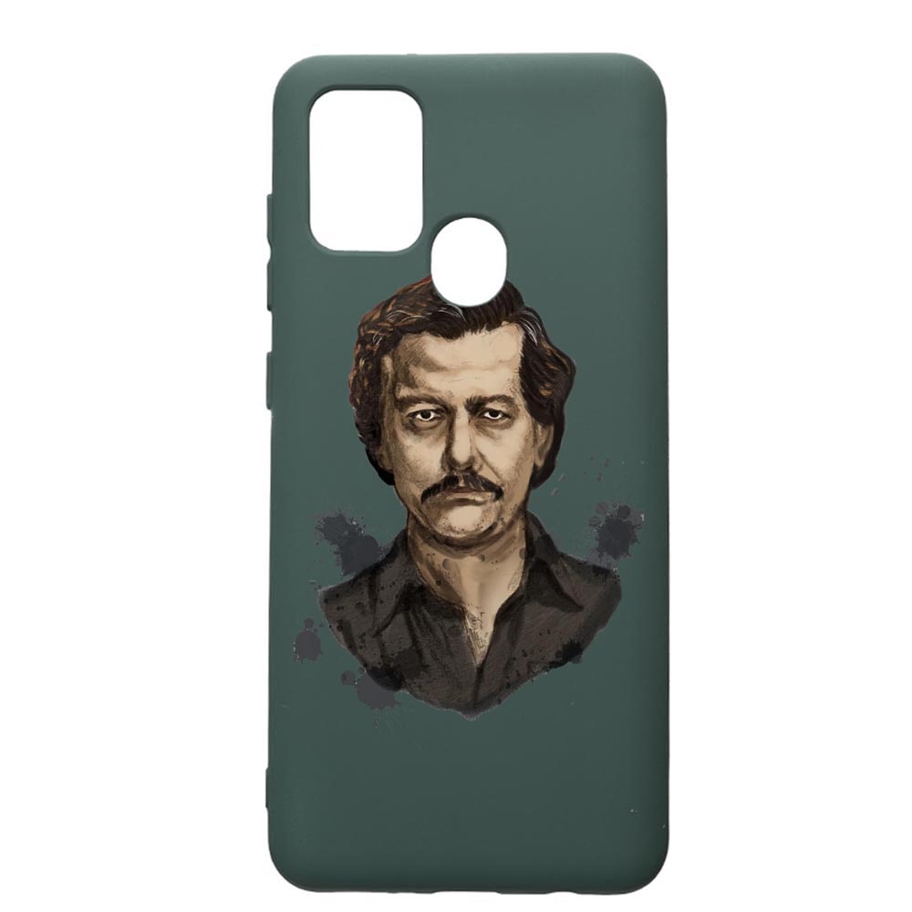 Husa Premium Silicon Compatibila Cu Samsung Galaxy A21S, Narcos Pablo Escobar, cu interiorul din material textil, protectie camera, Forest Green, PFG445