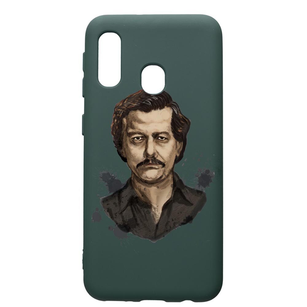 Husa Premium Silicon Compatibila Cu Samsung Galaxy A20E, Narcos Pablo Escobar, cu interiorul din material textil, protectie camera, Forest Green, PFG445