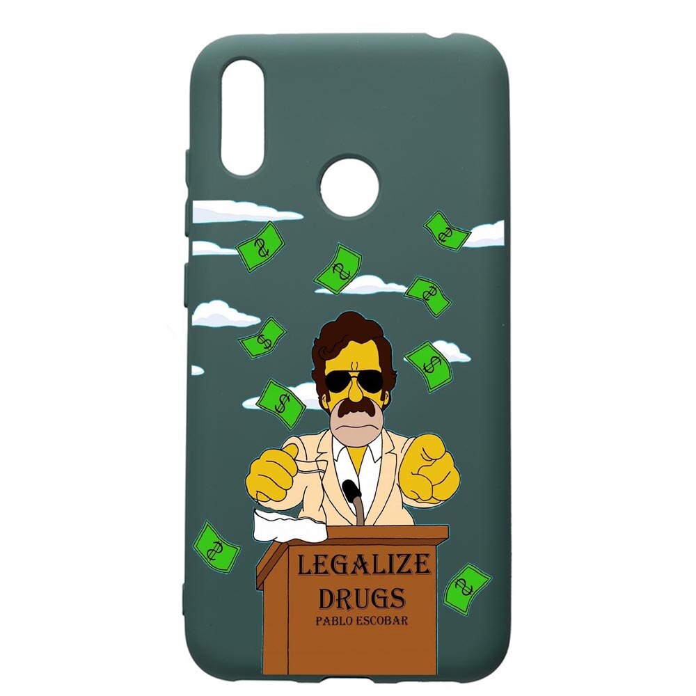 Husa Premium Silicon Compatibila Cu Huawei Y7 2019, Narcos Pablo Escobar, cu interiorul din material textil, protectie camera, Forest Green, PFG437