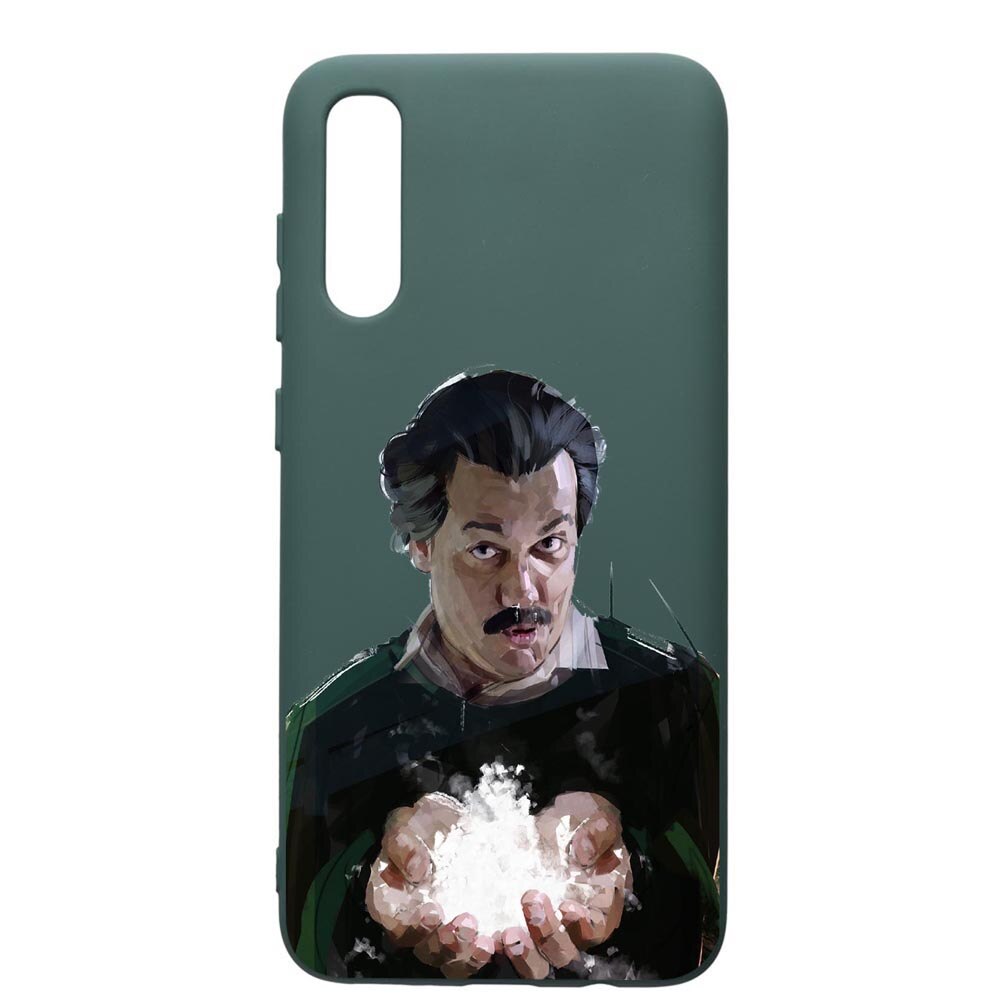 Husa Premium Silicon Compatibila Cu Samsung Galaxy A70, Narcos Pablo Escobar, cu interiorul din material textil, protectie camera, Forest Green, PFG446