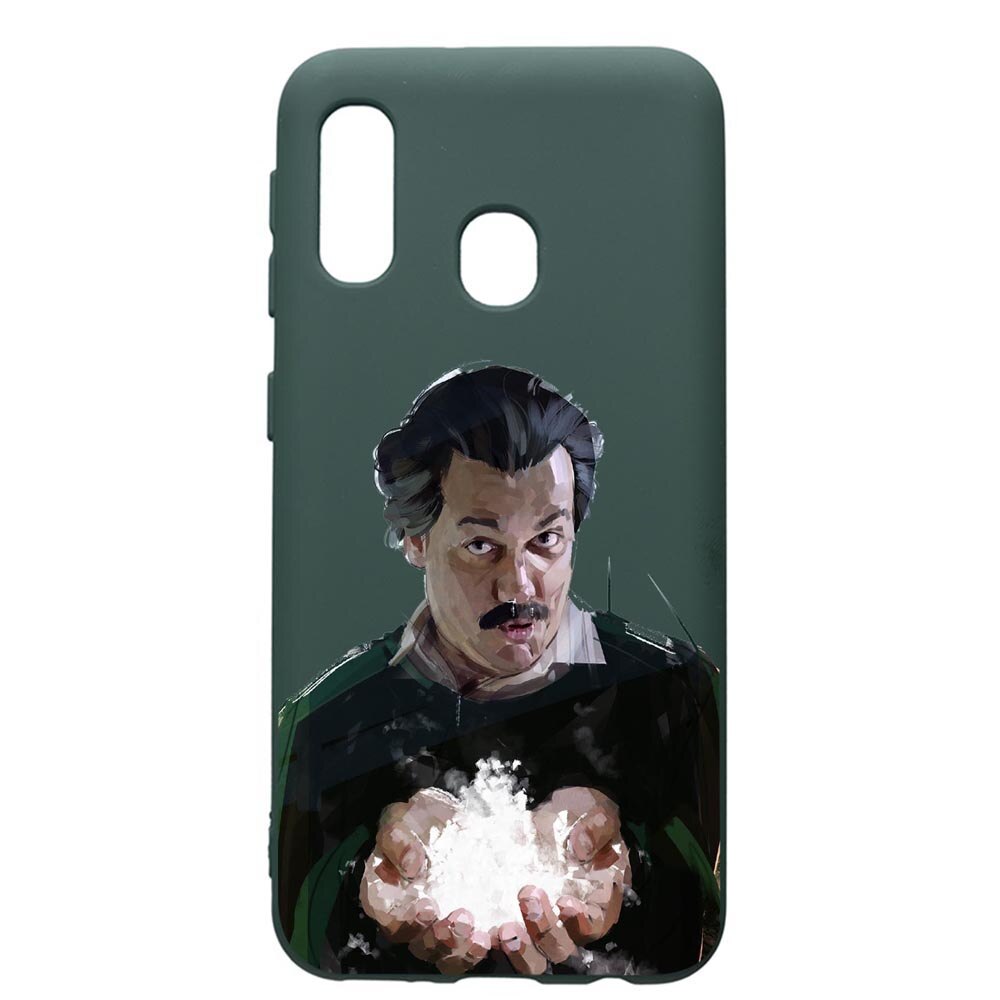 Husa Premium Silicon Compatibila Cu Samsung Galaxy A40, Narcos Pablo Escobar, cu interiorul din material textil, protectie camera, Forest Green, PFG446