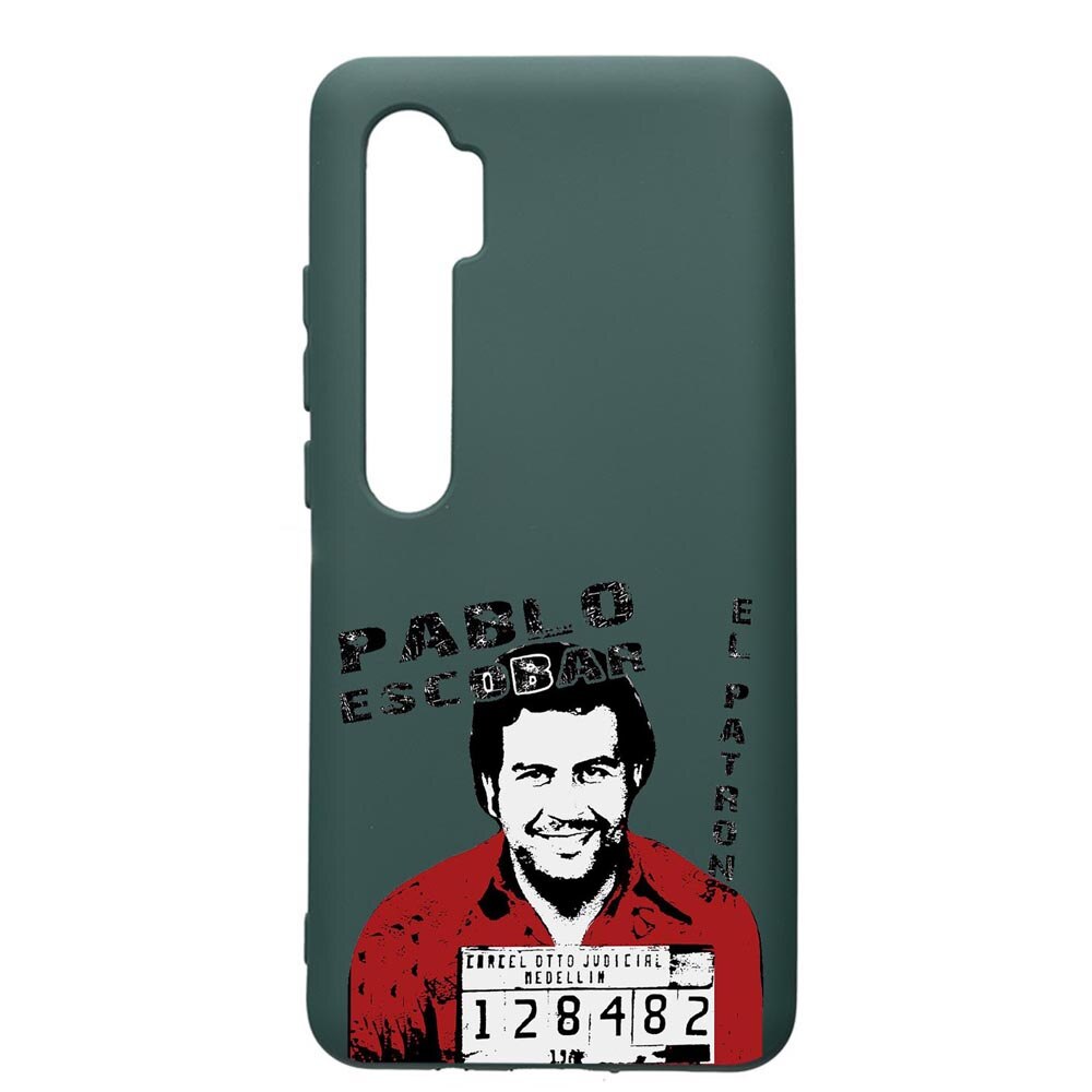 Husa Premium Silicon Compatibila Cu Xiaomi Mi Note 10, Narcos, cu interiorul din material textil, protectie camera, Forest Green, PFG444