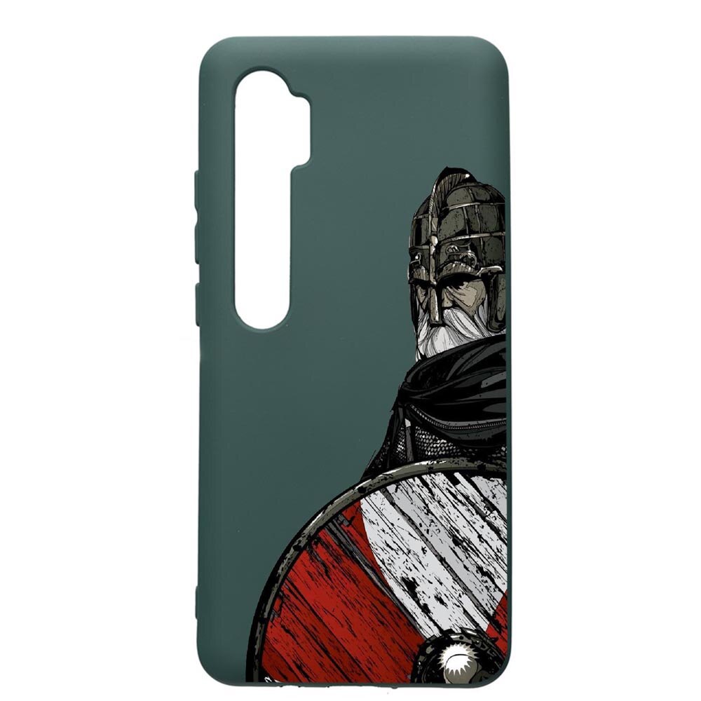 Husa Premium Silicon Compatibila Cu Xiaomi Mi Note 10, Vikings, cu interiorul din material textil, protectie camera, Forest Green, PFG449
