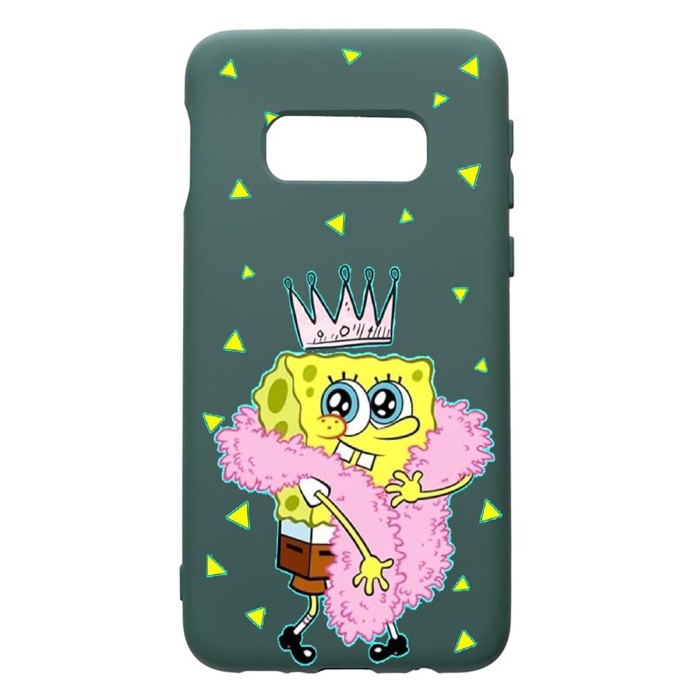 Husa Premium Silicon Compatibila Cu Samsung Galaxy S8, Spongebob, cu interiorul din material textil, protectie camera, Forest Green, PFG597