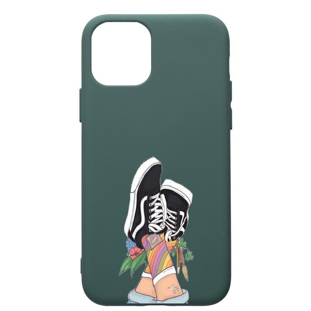 Husa Premium Silicon Compatibila Cu Apple iPhone 11, Vans- Gym Shoes, cu interiorul din material textil, protectie camera, Forest Green, PFG600