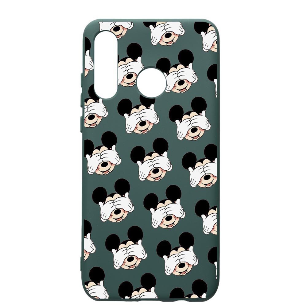 Husa Premium Silicon Compatibila Cu Huawei P30 Lite, Mini Mouse, cu interiorul din material textil, protectie camera, Forest Green, PFG603