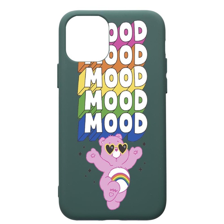 Husa Premium Silicon Compatibila Cu Apple iPhone 11 Pro Max, Mood - Pink Bear, cu interiorul din material textil, protectie camera, Forest Green, PFG599