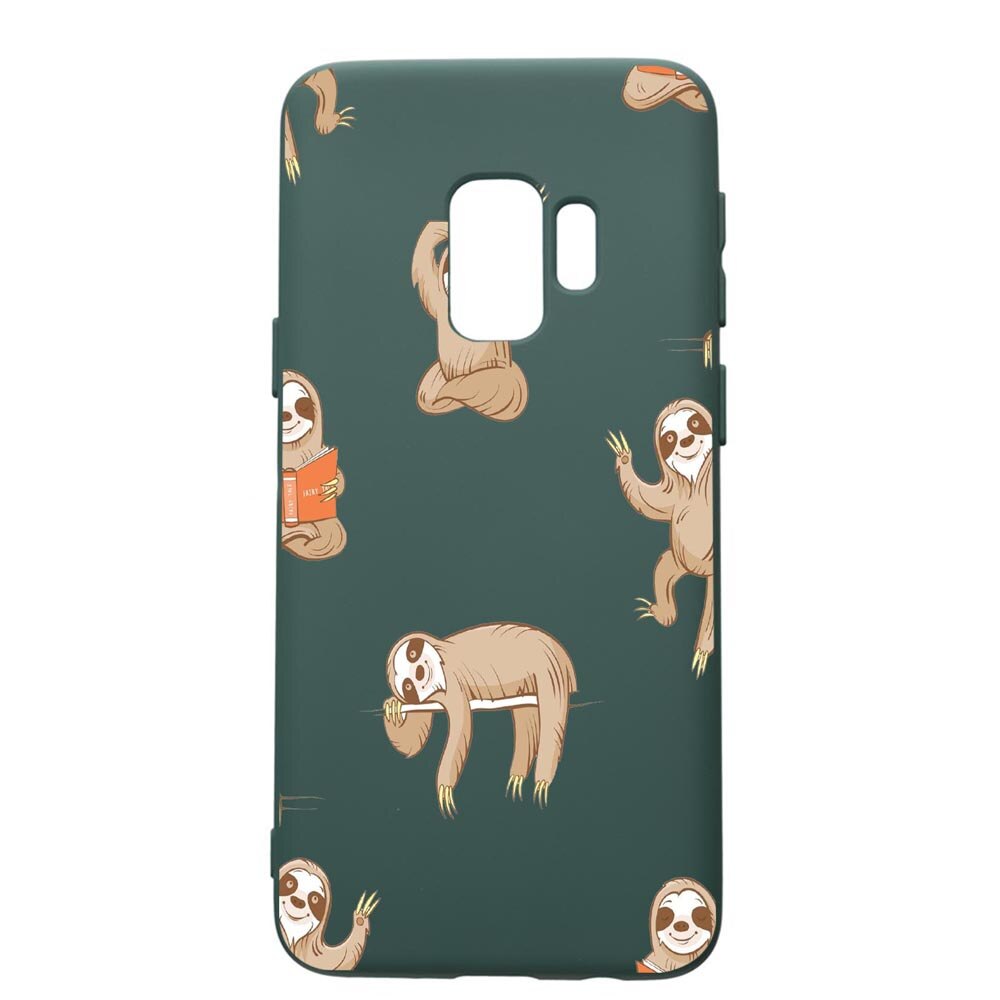 Husa Premium Silicon Compatibila Cu Samsung Galaxy S9, Keep Calm - Be lazy, cu interiorul din material textil, protectie camera, Forest Green, PFG598