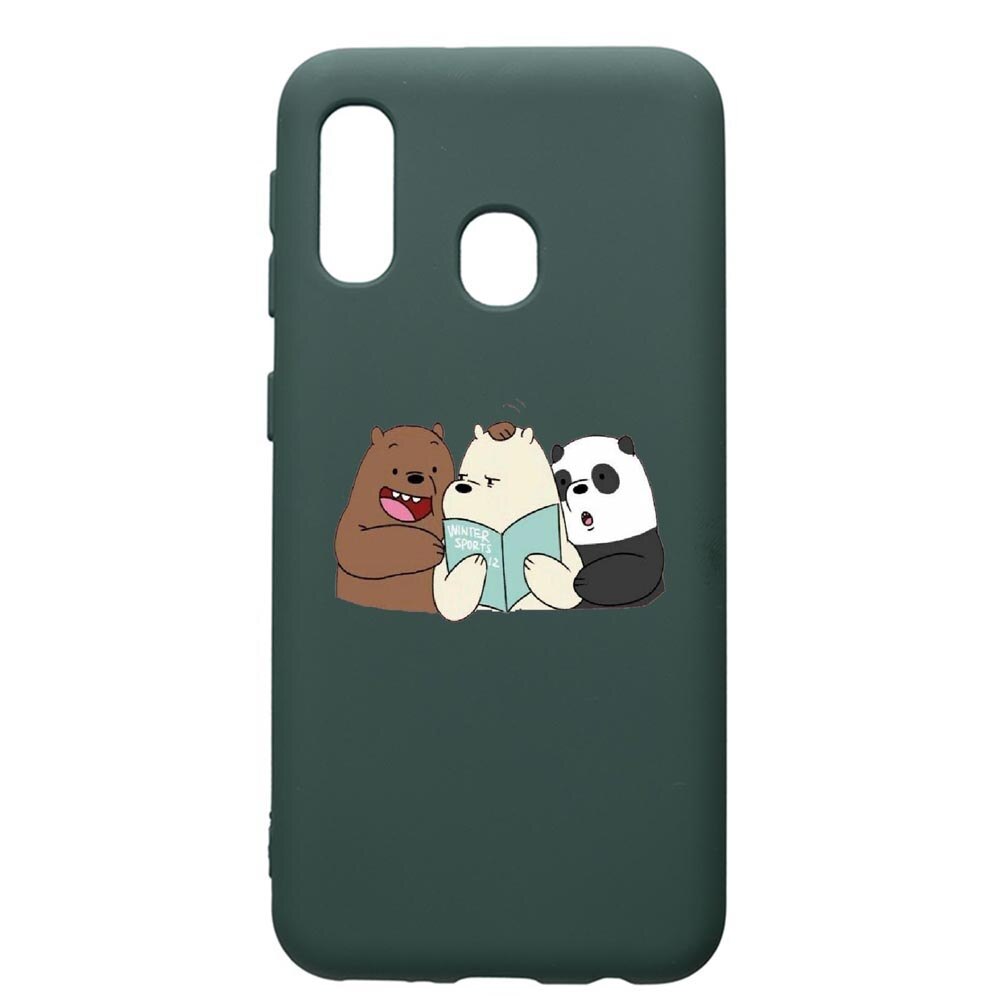 Husa Premium Silicon Compatibila Cu Samsung Galaxy A40, Winter Sport, cu interiorul din material textil, protectie camera, Forest Green, PFG601