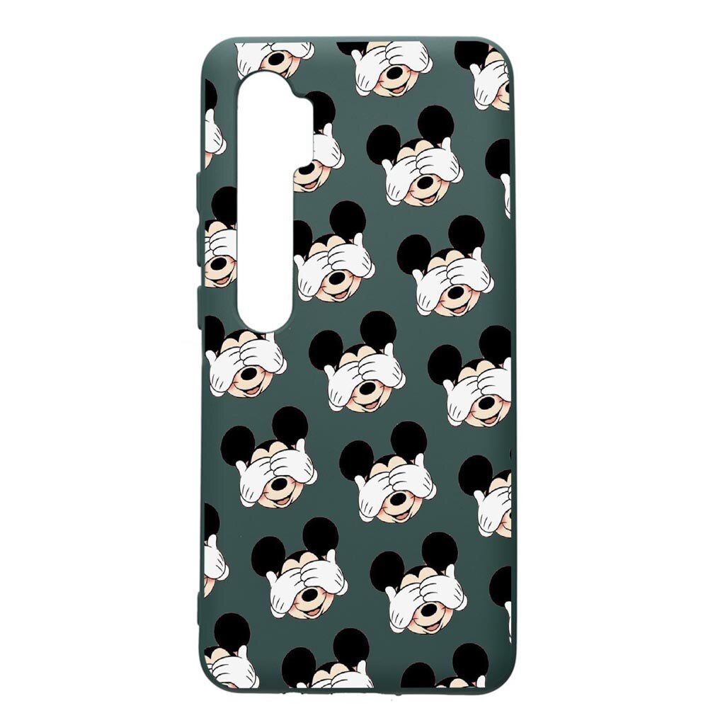 Husa Premium Silicon Compatibila Cu Xiaomi Mi Note 10, Mini Mouse, cu interiorul din material textil, protectie camera, Forest Green, PFG603