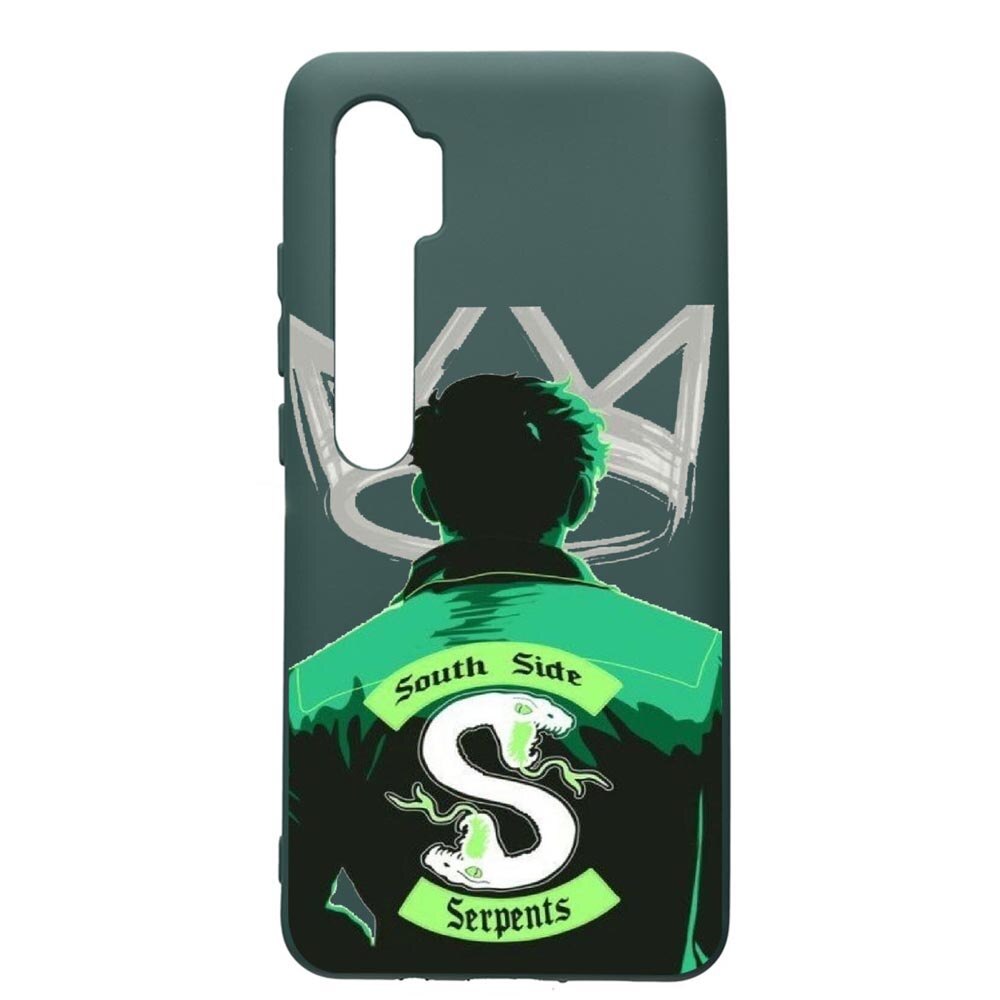 Husa Premium Silicon Compatibila Cu Xiaomi Mi Note 10, Riverdale - South Side Serpents, cu interiorul din material textil, protectie camera, Forest Green, PFG620