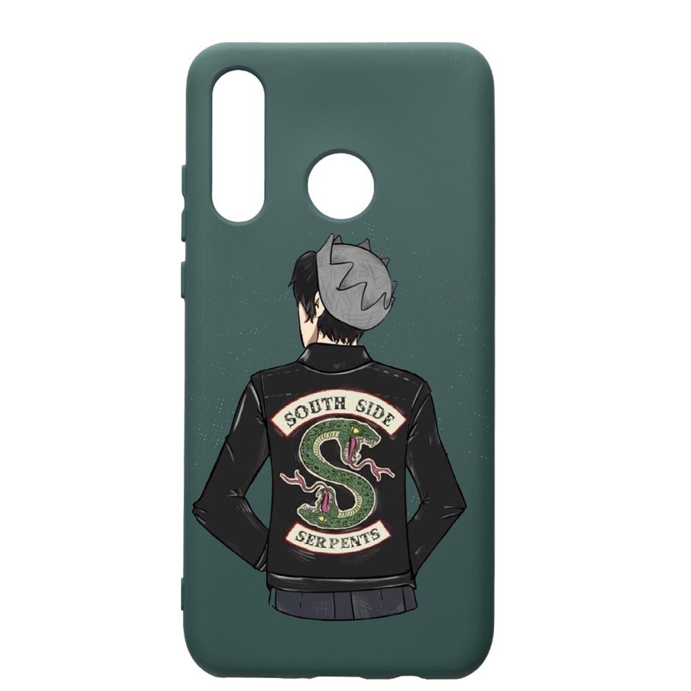 Husa Premium Silicon Compatibila Cu Huawei P30 Lite, Riverdale - South Side Serpents, cu interiorul din material textil, protectie camera, Forest Green, PFG619
