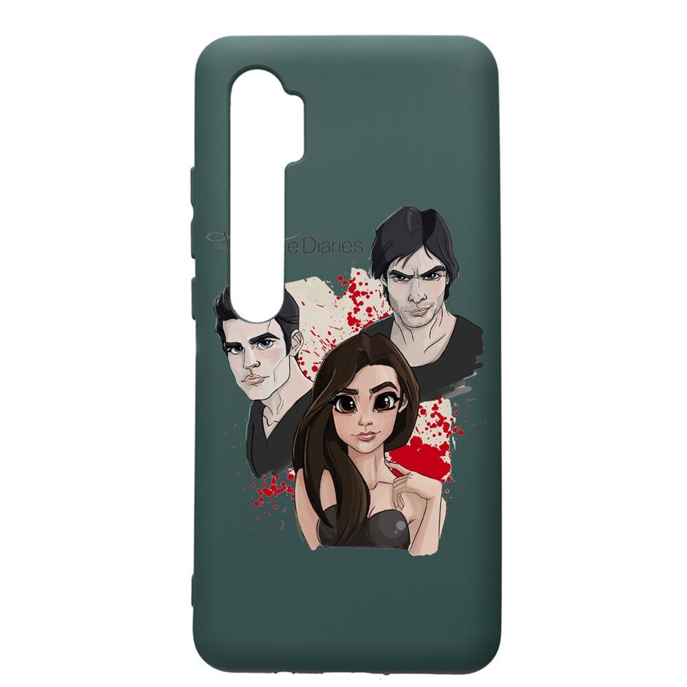 Husa Premium Silicon Compatibila Cu Xiaomi Mi Note 10, Vampire Diaries, cu interiorul din material textil, protectie camera, Forest Green, PFG578