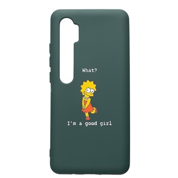 Husa Premium Silicon Compatibila Cu Xiaomi Mi Note 10, Lisa - I'm a good girl, cu interiorul din material textil, protectie camera, Forest Green, PFG591 Husa Premium Silicon Compatibila Cu Xiaomi Mi Note 10, Lisa - I'm a good girl, cu interiorul din material textil, protectie camera, Forest Green, PFG591