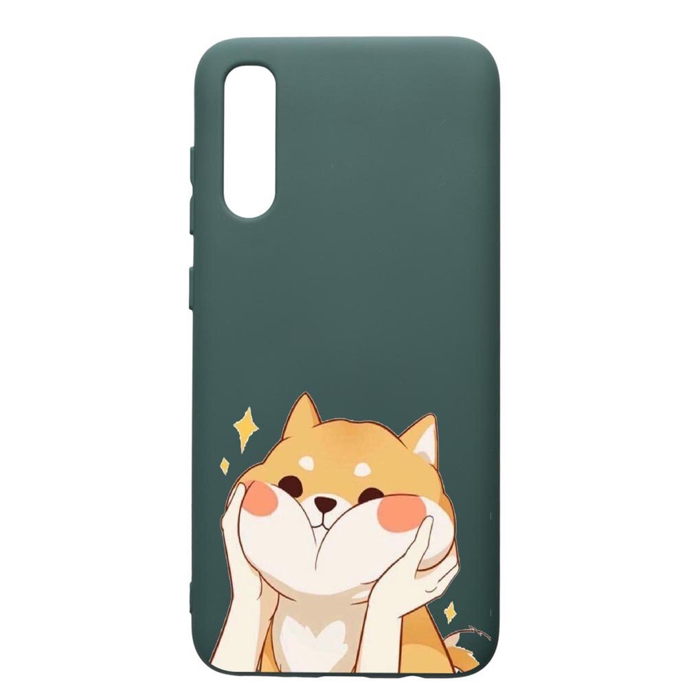 Husa Premium Silicon Compatibila Cu Samsung Galaxy A70, Sweet Cat, cu interiorul din material textil, protectie camera, Forest Green, PFG596