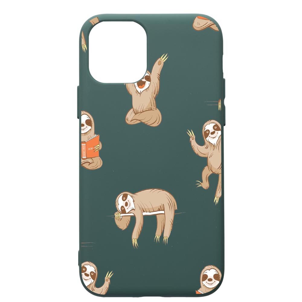 Husa Premium Silicon Compatibila Cu Apple iPhone 11, Keep Calm - Be lazy, cu interiorul din material textil, protectie camera, Forest Green, PFG598