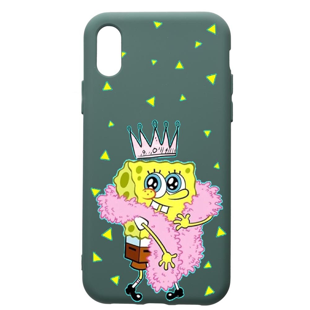 Husa Premium Silicon Compatibila Cu Huawei Y5 2019, Spongebob, cu interiorul din material textil, protectie camera, Forest Green, PFG597