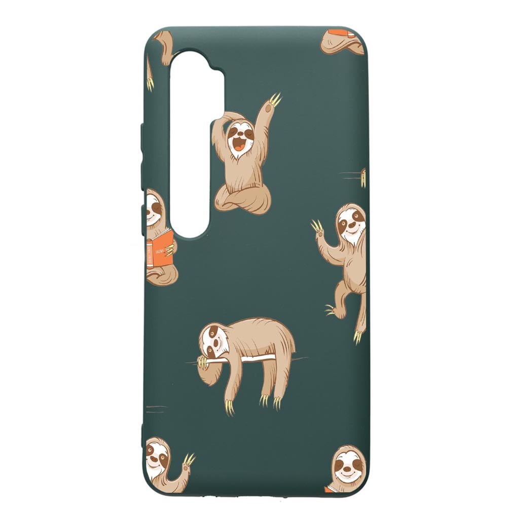 Husa Premium Silicon Compatibila Cu Xiaomi Mi Note 10, Keep Calm - Be lazy, cu interiorul din material textil, protectie camera, Forest Green, PFG598