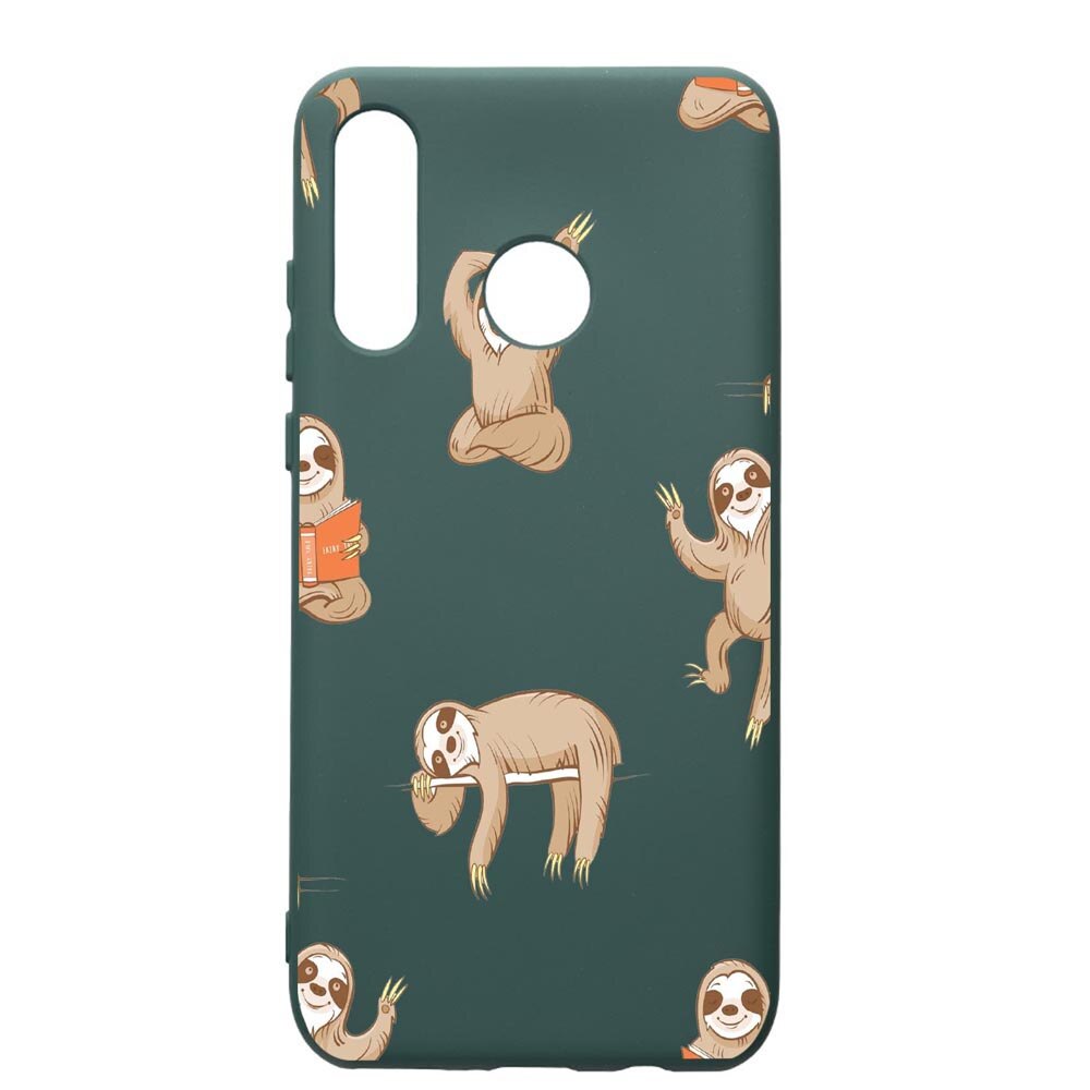 Husa Premium Silicon Compatibila Cu Huawei P30 Lite, Keep Calm - Be lazy, cu interiorul din material textil, protectie camera, Forest Green, PFG598