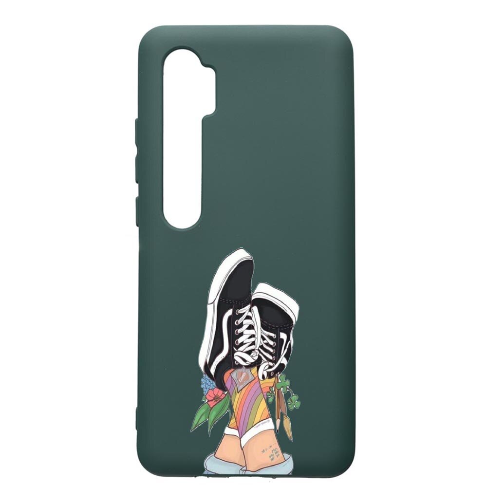 Husa Premium Silicon Compatibila Cu Xiaomi Mi Note 10, Vans- Gym Shoes, cu interiorul din material textil, protectie camera, Forest Green, PFG600