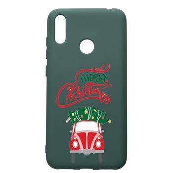 Husa Premium Silicon Compatibila Cu Huawei Y7 2019, Xmas, cu interiorul din material textil, protectie camera, Forest Green, PFG357 Husa Premium Silicon Compatibila Cu Huawei Y7 2019, Xmas, cu interiorul din material textil, protectie camera, Forest Green, PFG357