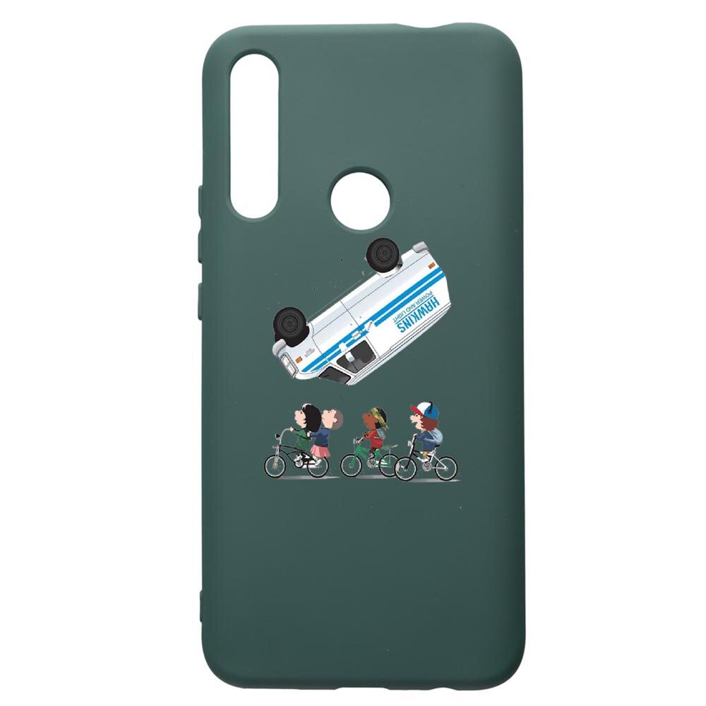 Husa Premium Silicon Compatibila Cu Huawei P Smart Z, Stranger Things, cu interiorul din material textil, protectie camera, Forest Green, PFG370