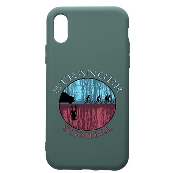 Husa Premium Silicon Compatibila Cu Samsung Galaxy A10, Stranger Things, cu interiorul din material textil, protectie camera, Forest Green, PFG368 Husa Premium Silicon Compatibila Cu Samsung Galaxy A10, Stranger Things, cu interiorul din material textil, protectie camera, Forest Green, PFG368