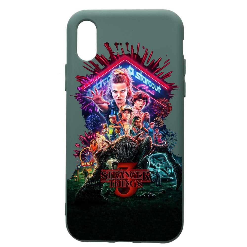 Husa Premium Silicon Compatibila Cu Huawei Y5 2019, Stranger Things, cu interiorul din material textil, protectie camera, Forest Green, PFG372