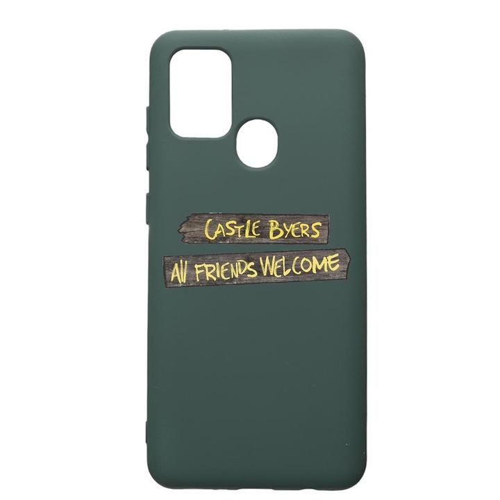 Husa Premium Silicon Compatibila Cu Huawei P Smart 2020, Stranger Things, cu interiorul din material textil, protectie camera, Forest Green, PFG375
