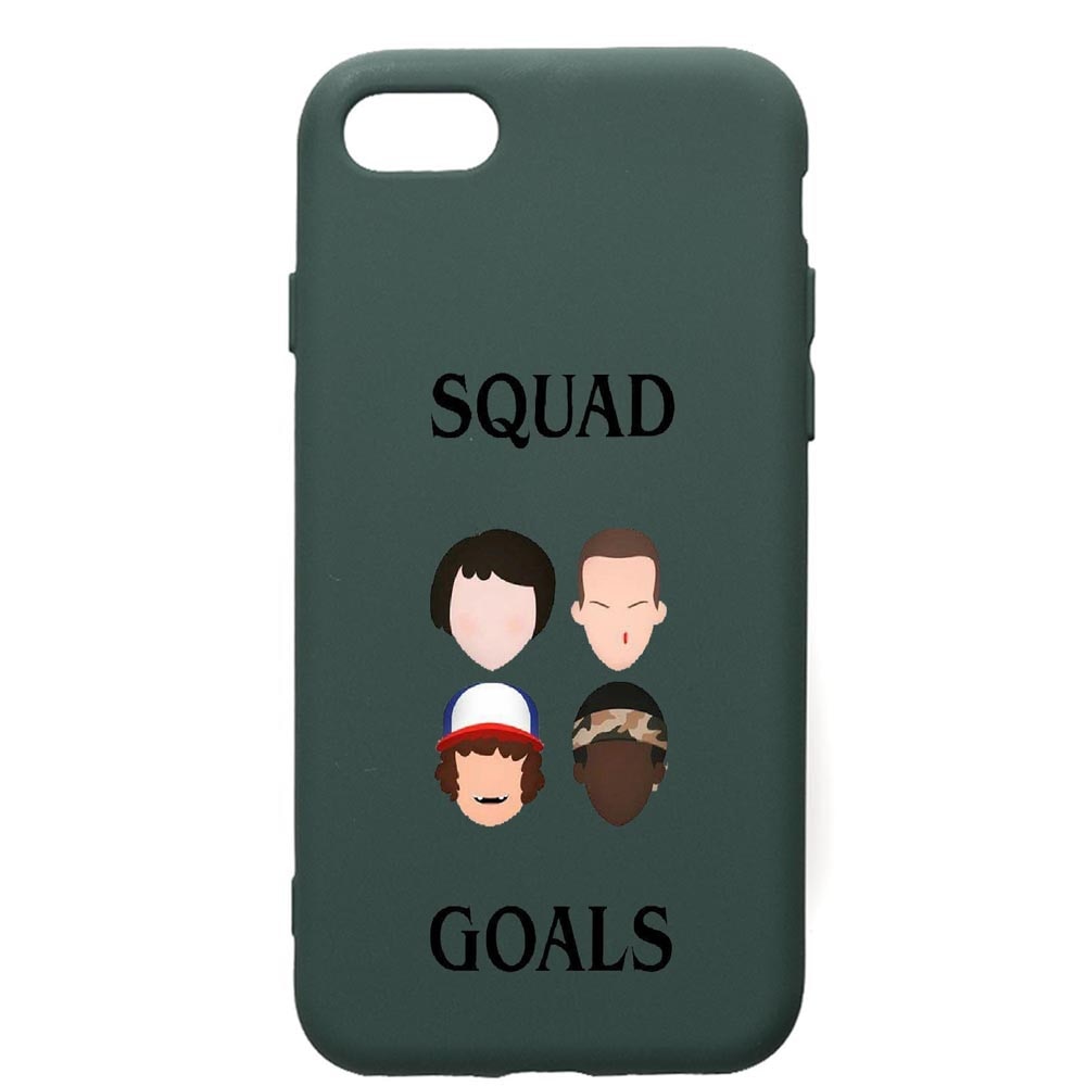 Husa Premium Silicon Compatibila Cu Apple iPhone SE 2 / iPhone 8 / iPhone 7, Stranger Things, cu interiorul din material textil, protectie camera, Forest Green, PFG374