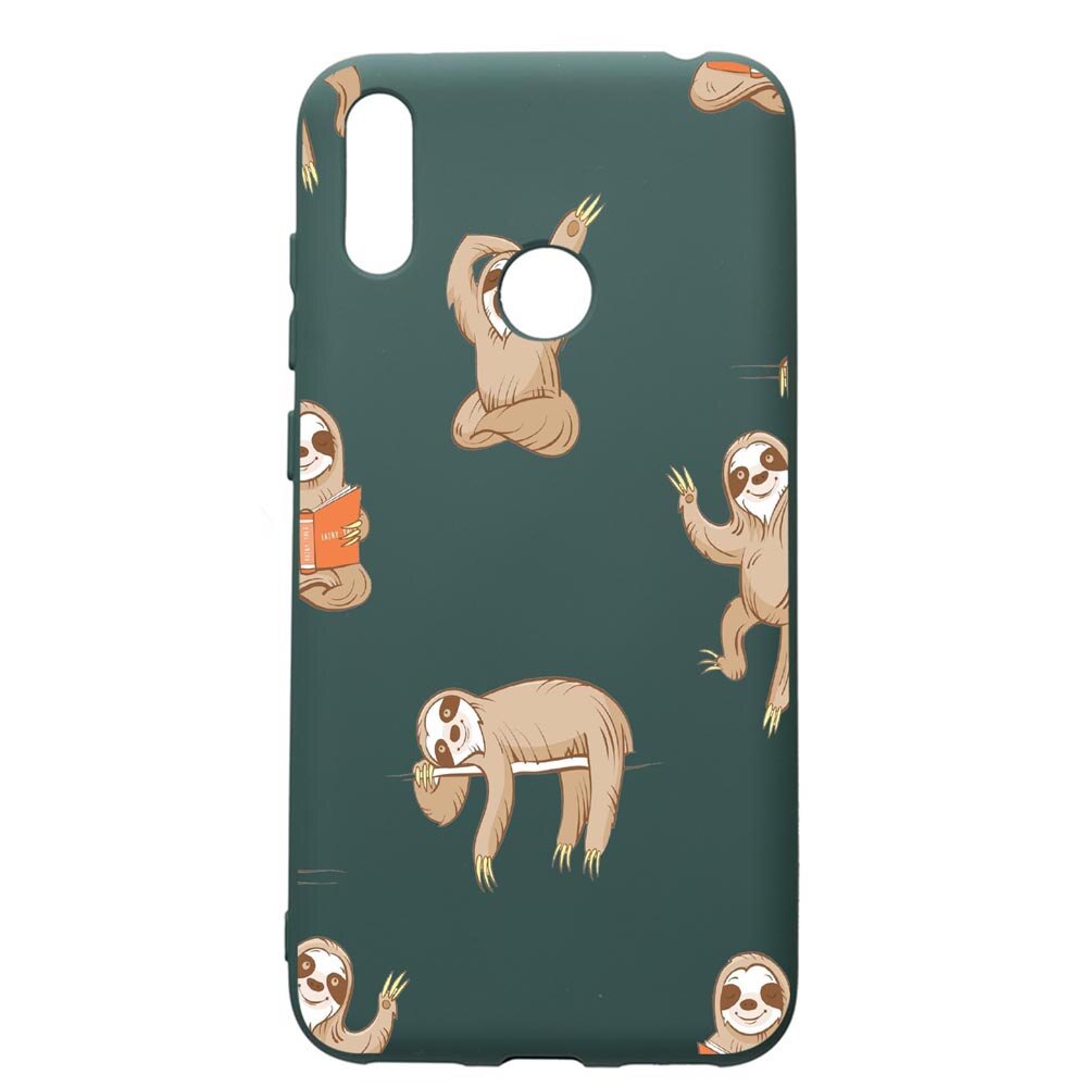 Husa Premium Silicon Compatibila Cu Huawei Y7 2019, Keep Calm - Be lazy, cu interiorul din material textil, protectie camera, Forest Green, PFG598