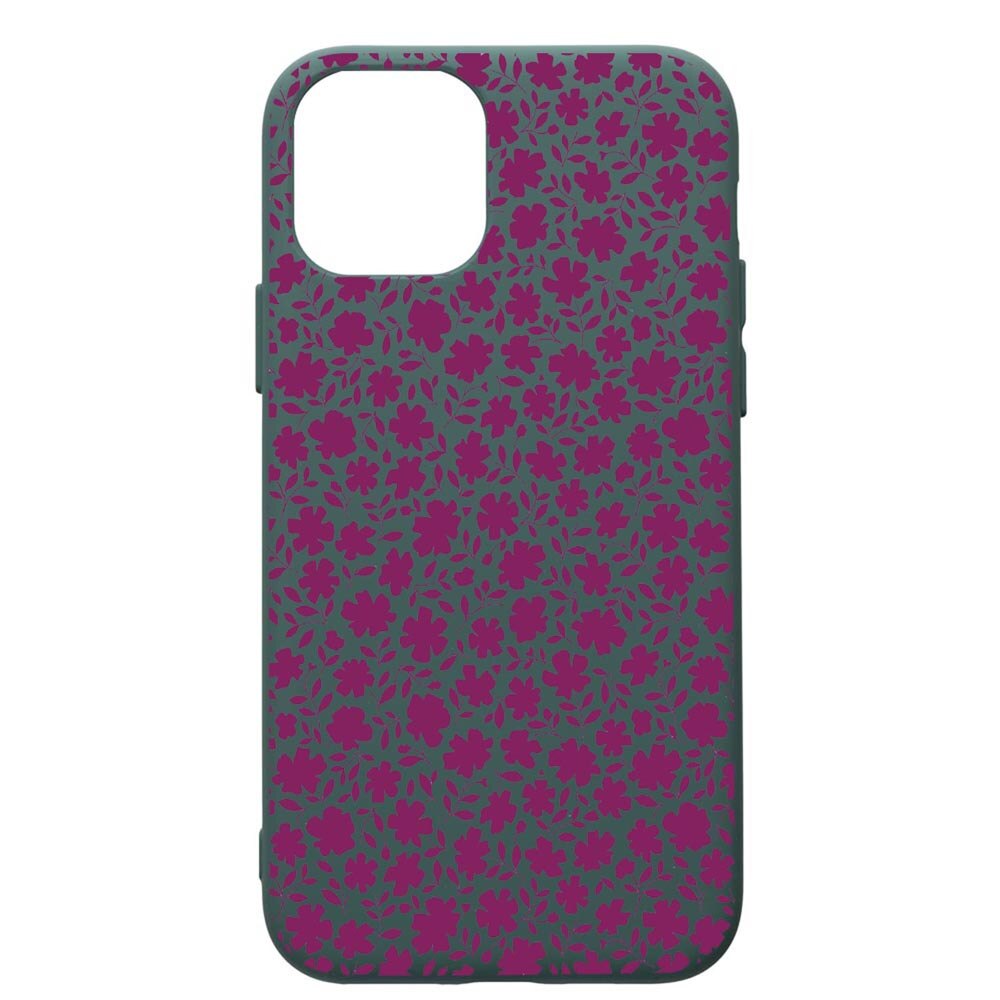 Husa Premium Silicon Compatibila Cu Apple iPhone 11 Pro, Happy Flowers, cu interiorul din material textil, protectie camera, Forest Green, PFG627