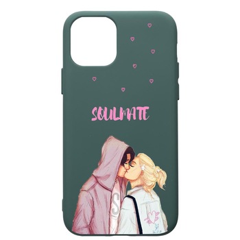 Husa Premium Silicon Compatibila Cu Apple iPhone 11, Happy Flowers, cu interiorul din material textil, protectie camera, Forest Green, PFG626 Husa Premium Silicon Compatibila Cu Apple iPhone 11, Happy Flowers, cu interiorul din material textil, protectie camera, Forest Green, PFG626