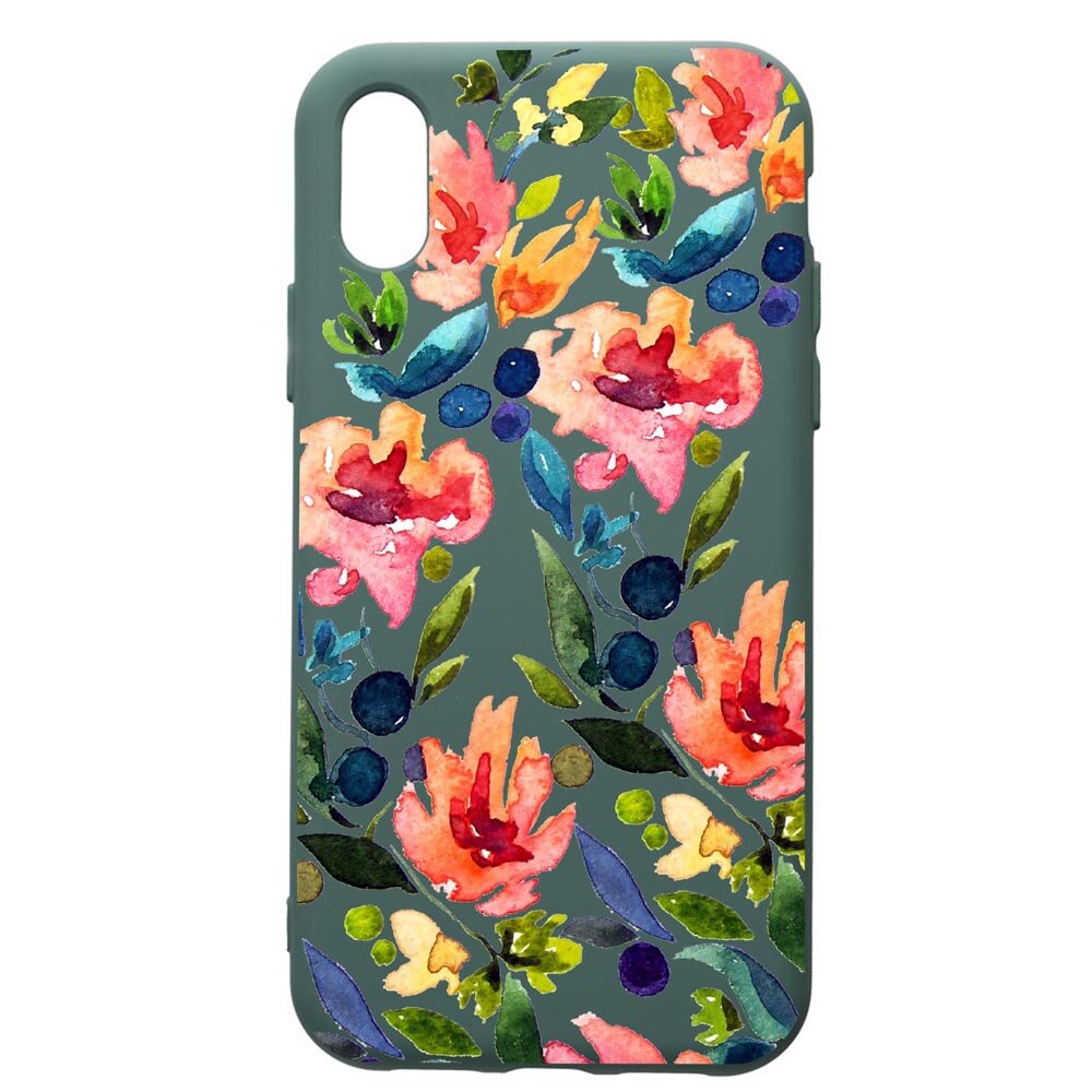 Husa Premium Silicon Compatibila Cu Huawei Y5 2019, Spring Flowers, cu interiorul din material textil, protectie camera, Forest Green, PFG628