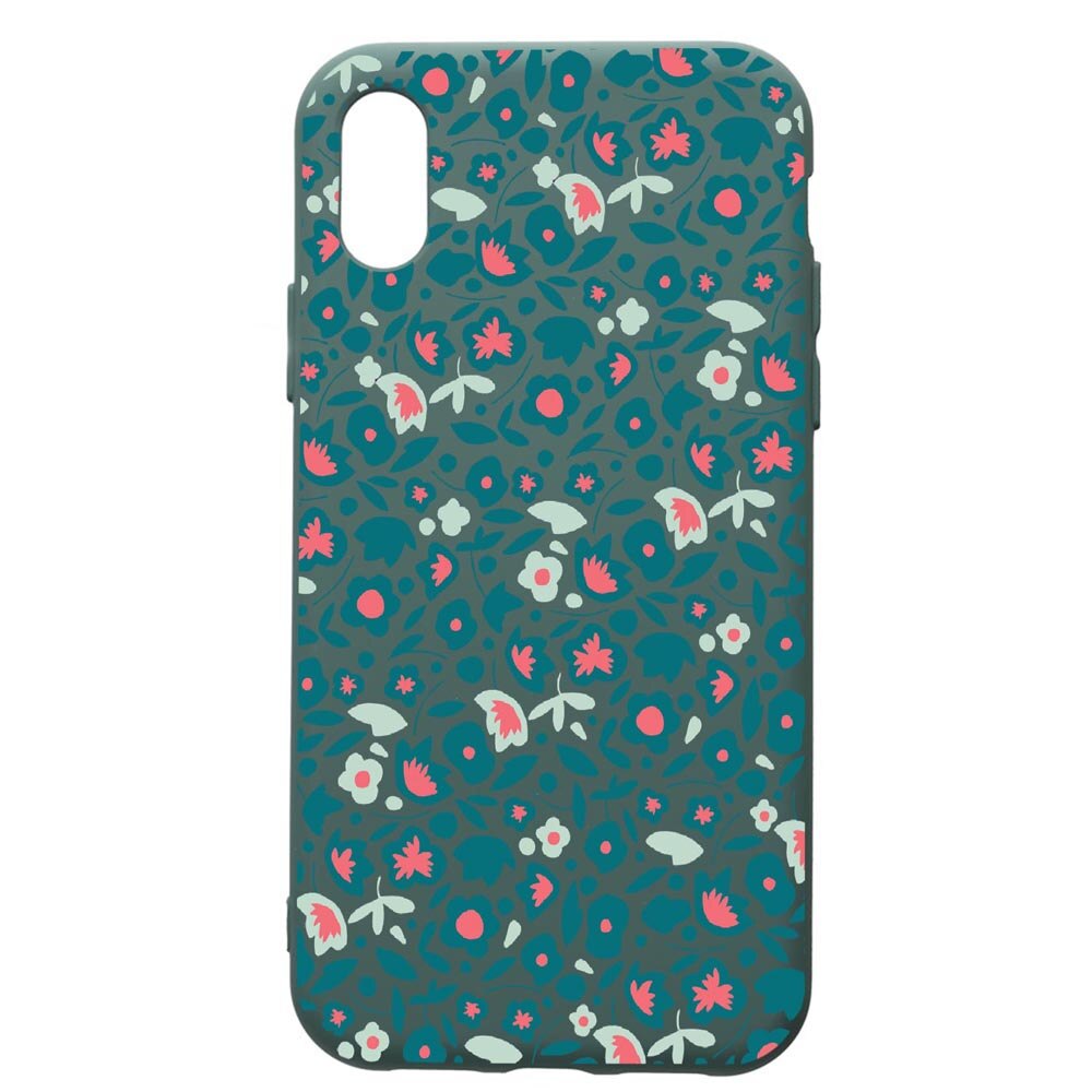 Husa Premium Silicon Compatibila Cu Samsung Galaxy A10, Green Flowers Pattern, cu interiorul din material textil, protectie camera, Forest Green, PFG632