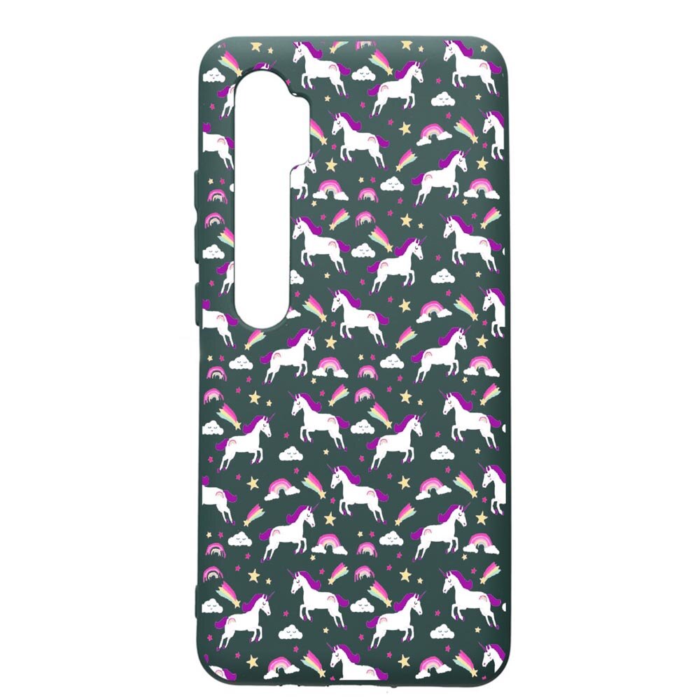 Husa Premium Silicon Compatibila Cu Xiaomi Mi Note 10, Unicorn, cu interiorul din material textil, protectie camera, Forest Green, PFG520