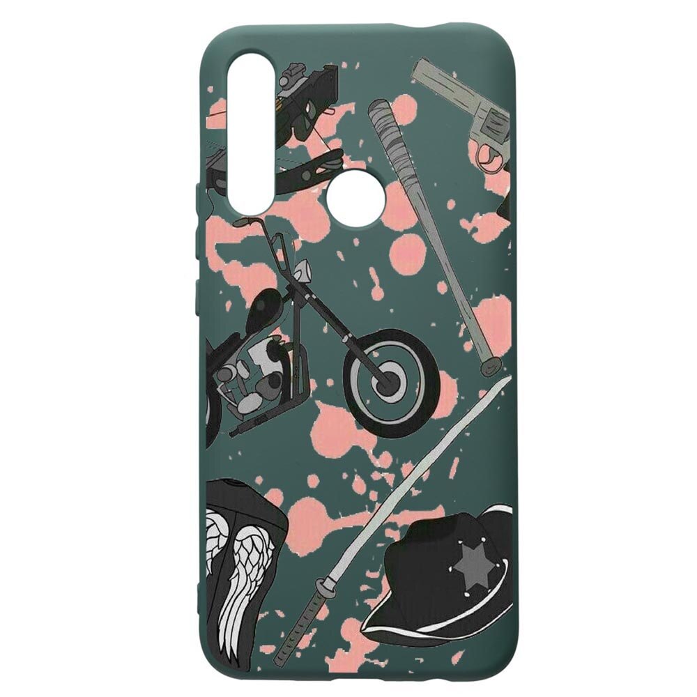 Husa Premium Silicon Compatibila Cu Huawei P Smart Z, The Walking Dead, cu interiorul din material textil, protectie camera, Forest Green, PFG307