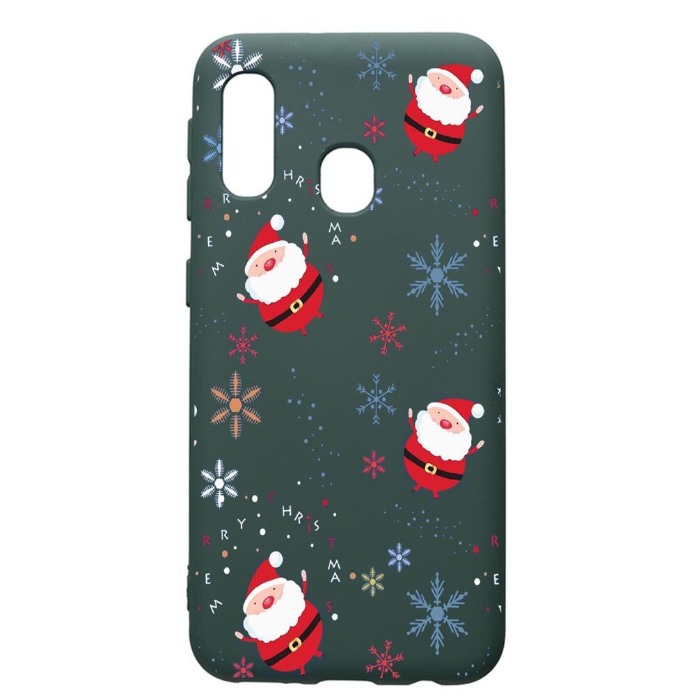 Husa Premium Silicon Compatibila Cu Samsung Galaxy A40, Xmas, cu interiorul din material textil, protectie camera, Forest Green, PFG308