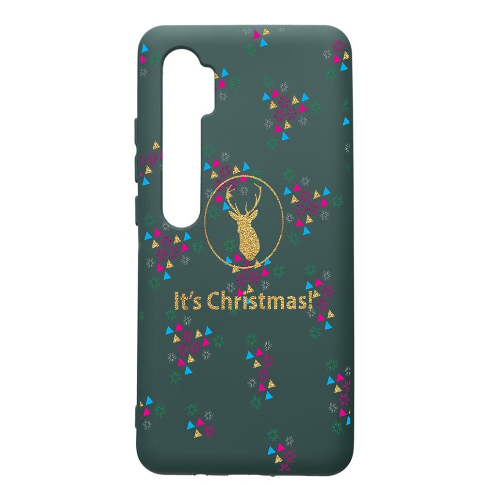 Husa Premium Silicon Compatibila Cu Xiaomi Mi Note 10, Xmas, cu interiorul din material textil, protectie camera, Forest Green, PFG313