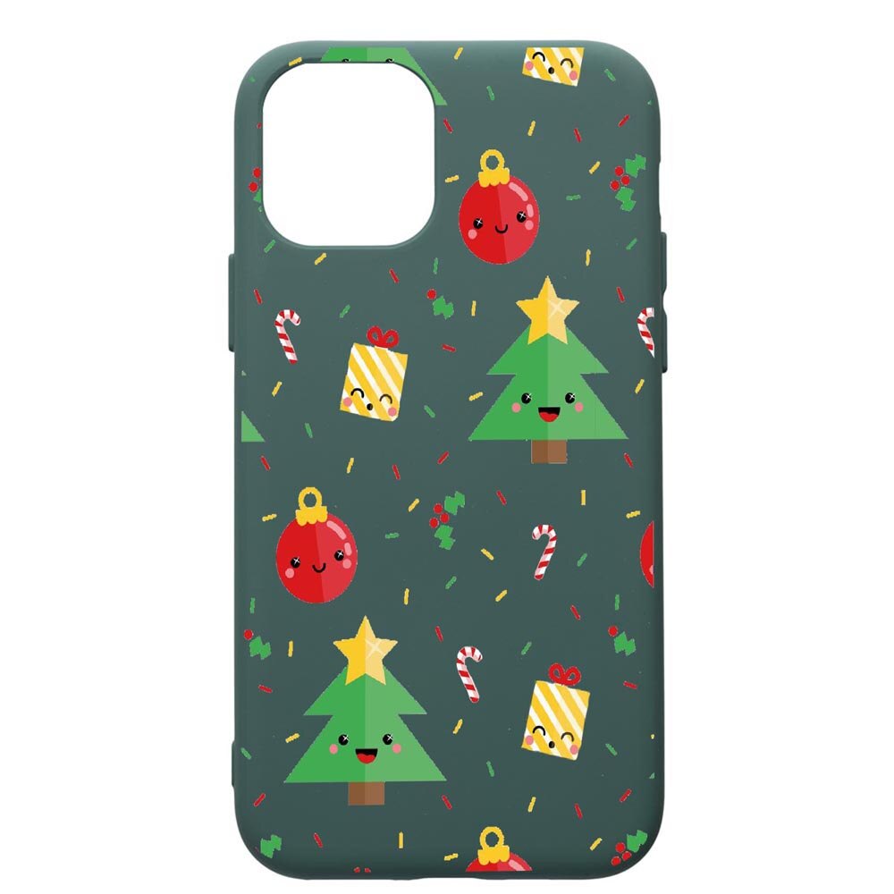 Husa Premium Silicon Compatibila Cu Apple iPhone 11, Xmas, cu interiorul din material textil, protectie camera, Forest Green, PFG309