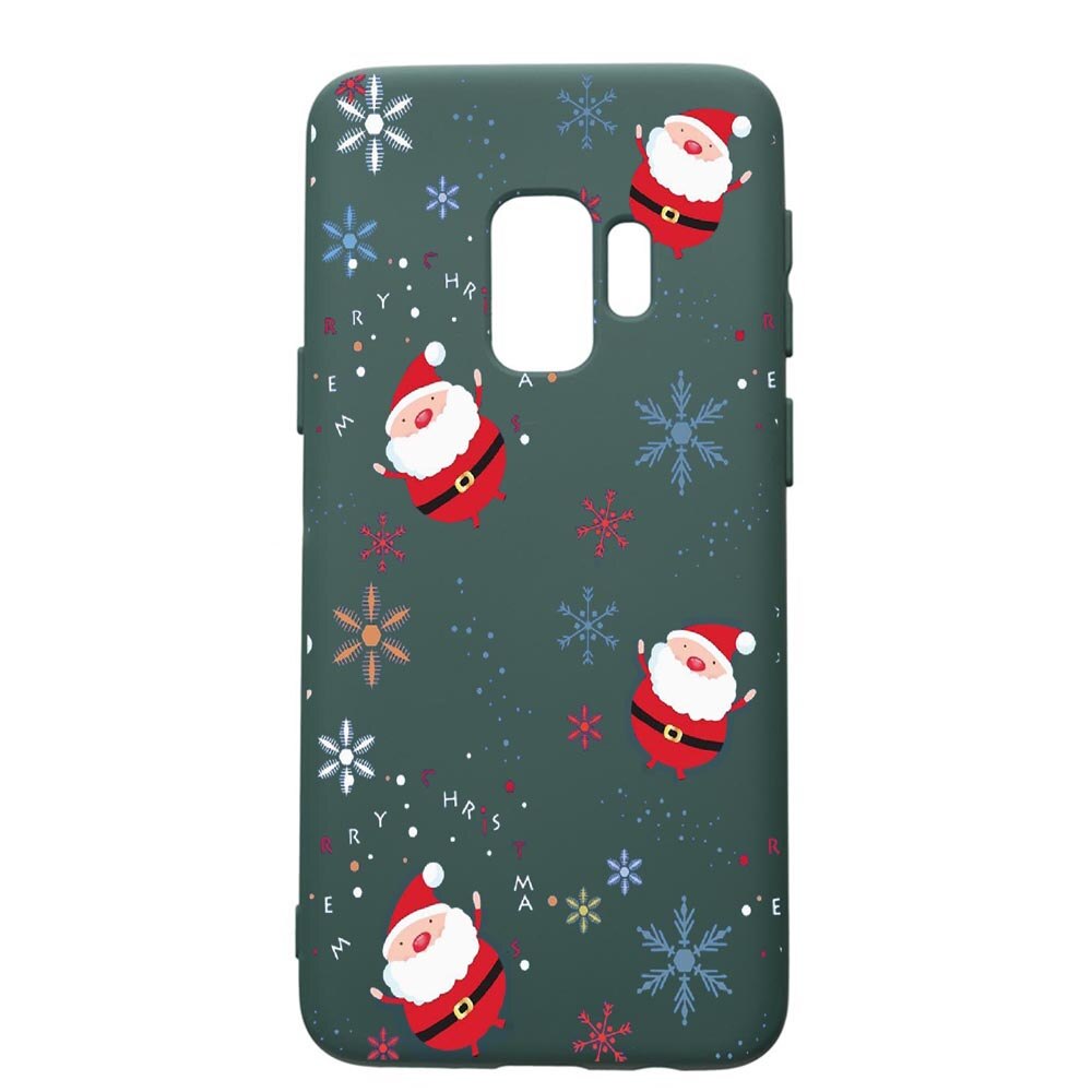Husa Premium Silicon Compatibila Cu Samsung Galaxy S9, Xmas, cu interiorul din material textil, protectie camera, Forest Green, PFG308