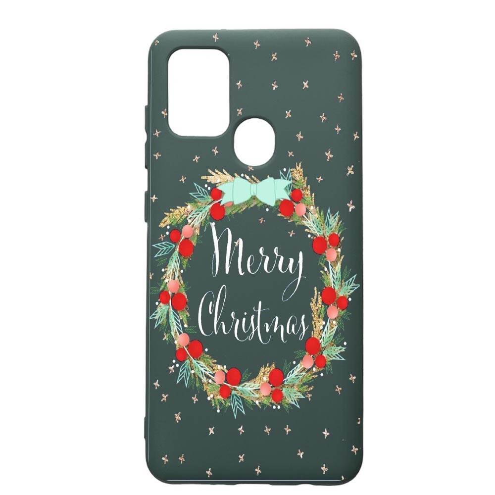 Husa Premium Silicon Compatibila Cu Samsung Galaxy A21S, Xmas, cu interiorul din material textil, protectie camera, Forest Green, PFG312