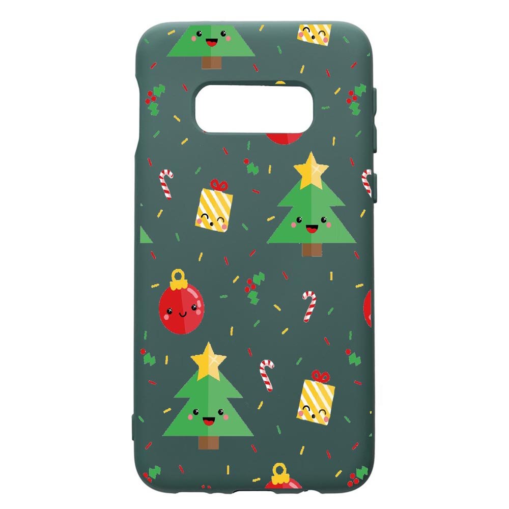Husa Premium Silicon Compatibila Cu Samsung Galaxy S10e, Xmas, cu interiorul din material textil, protectie camera, Forest Green, PFG309