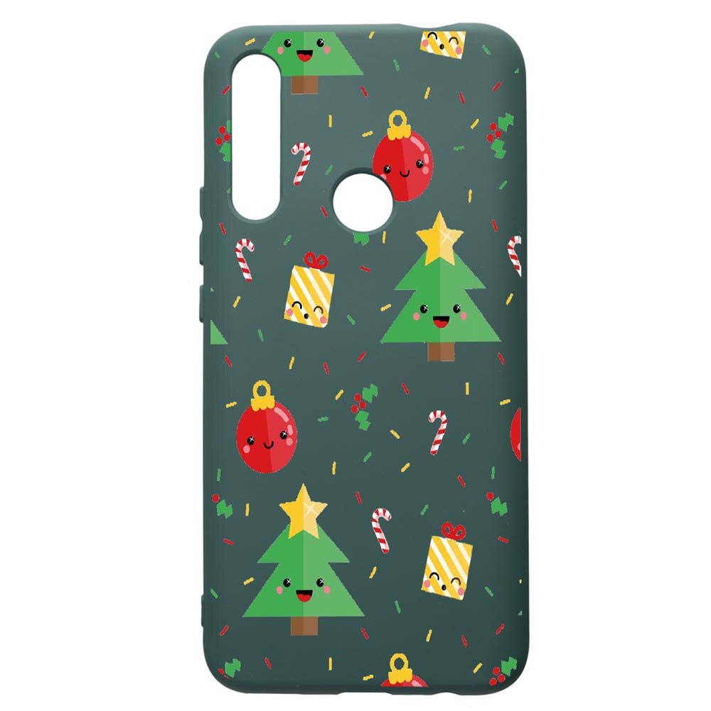 Husa Premium Silicon Compatibila Cu Huawei P Smart Z, Xmas, cu interiorul din material textil, protectie camera, Forest Green, PFG309